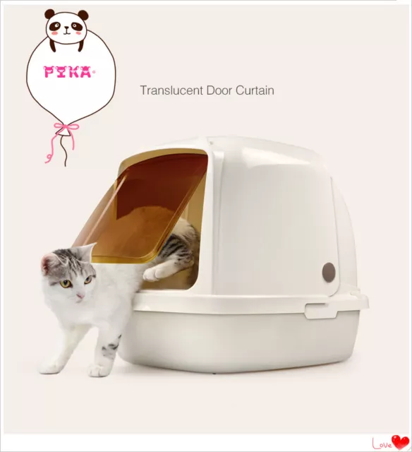 Portable Hooded Cat Toilet Litter Box Tray House With Scoop AU Stock 2