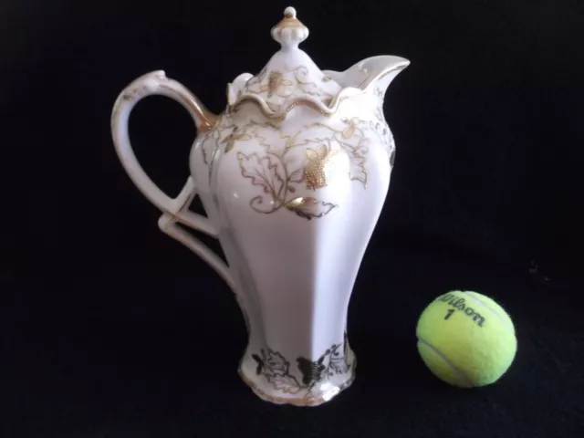 Vintage Hand Painted Nippon Japan Tea Pot Chocolate Pot Gold Gilded Floral w Lid