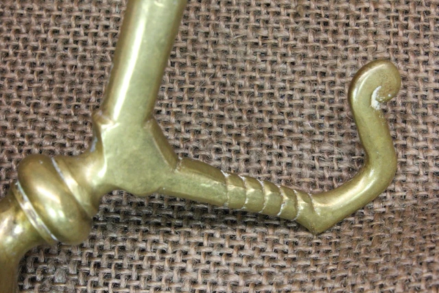 Old Hall Mirror Coat Hook Antique Brass Fancy Vintage Tarnished Mansion 7