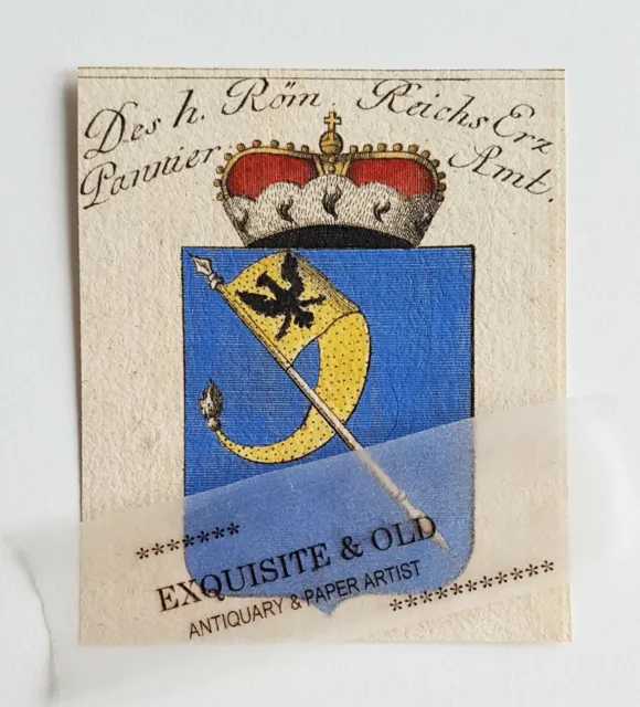 1791 Röm Reichs Erz Pannier Amt Wappen Original Kupferstich Reilly koloriert