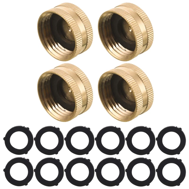 Garden Hose Female End Cap, Brass Spigot Cap, 3/4 Inch, 4-Pack