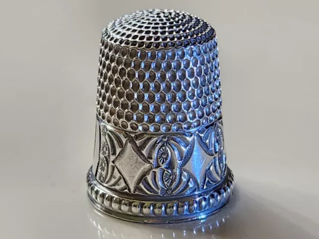 Antique Simons Bros Sterling Silver Thimble size 10 No holes c1890's EC