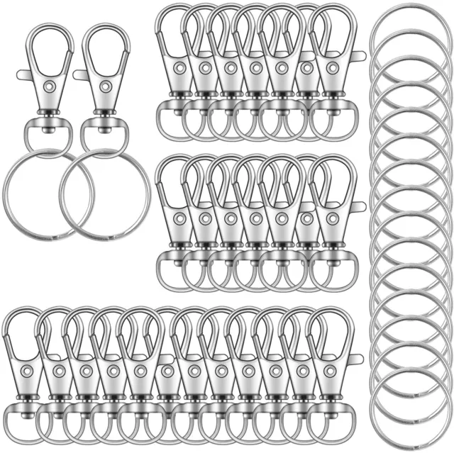 Karabinerhaken mit Schlüsselring Schlüsselanhänger Haken Keyring silber Gold