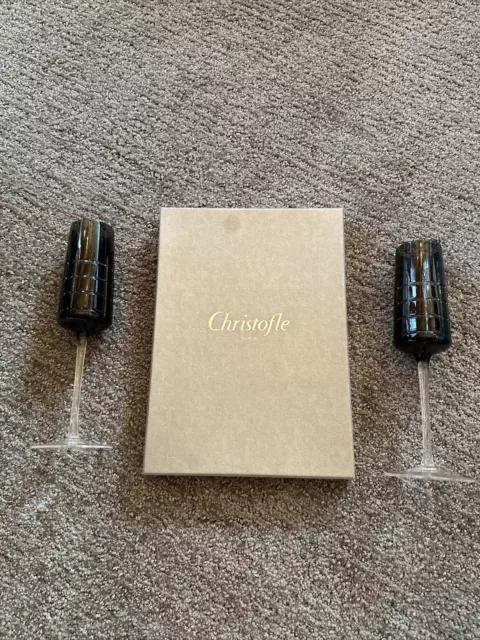 christofle champagne black crystal flutes