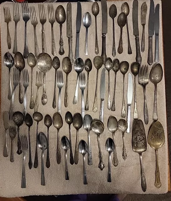 Silver plated flatware,  mixed lot, mixed brands, jewelry making, crafts