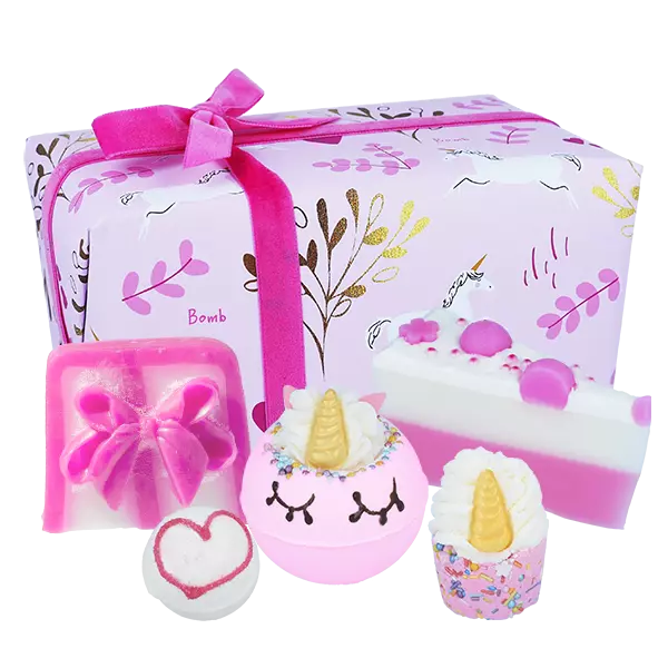 Bomb Cosmetics Christmas Bath Soap Gift Packs | Unicorn Sparkle + Pop Up Card