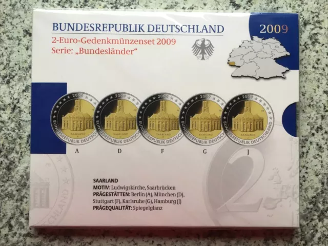 2 Euro Gedenkmünzenset 2009 Saarland „Ludwigskirche Saarbrücken“