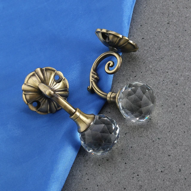2PCS  crystal holdbacks vintage drapery hooks Vintage Crystal Curtain Hook Wall 2