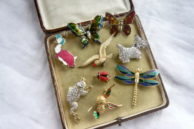 Mixed Job Lot Collection Of Vintage Animal Kingdom Brooches Pins