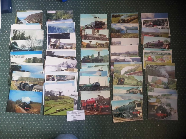 Retirement Sale 100 x postcards Rail Steam Engines used / unused (430g) #25