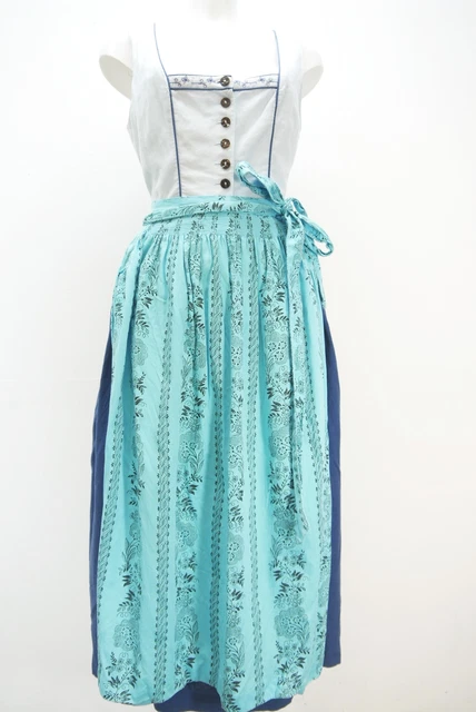 Dirndl originale Distler blu con ricamo affascinante con grembiule taglia 44