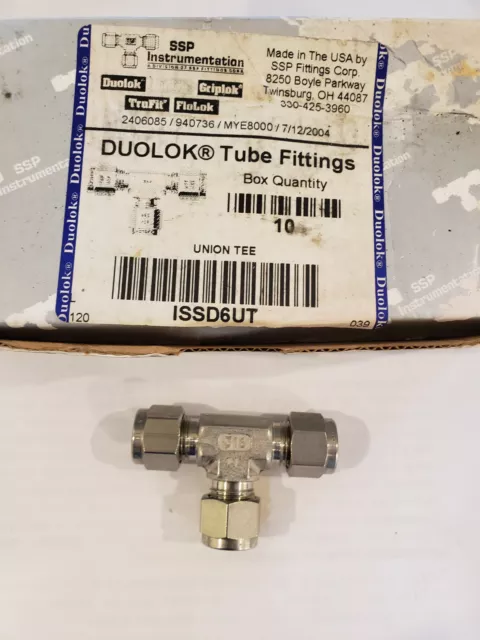 SSP Duolok ISSD6UT 3/8 Tube 316ss Tee Union Fitting 