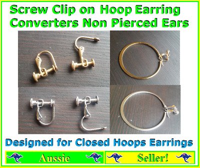 Pair Clip On Screw Earring Hoop Converters DIY Jewellery Making Non Pierced NEW