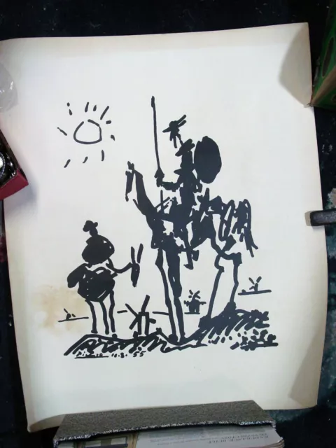 old Pablo PICASSO art print DON QUIXOTE 50cm x 61cm heavy-stock RESTORE as is