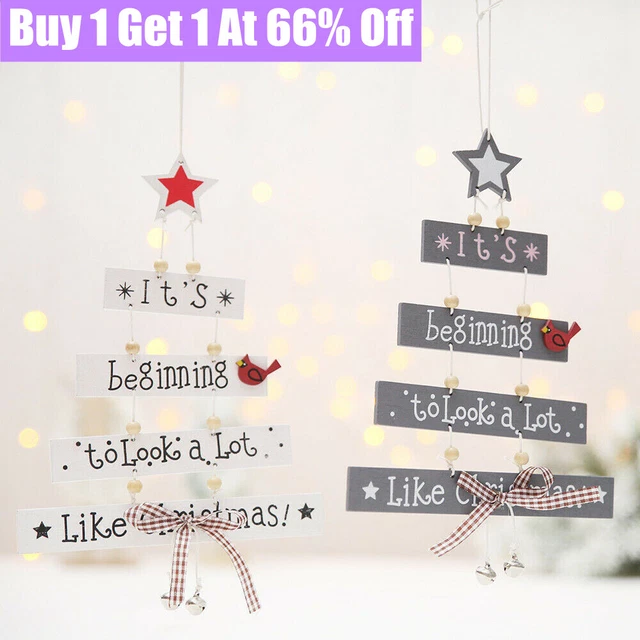 Christmas Tree Wooden Hanging Pendant Decorations Xmas Home Party Ornaments UK