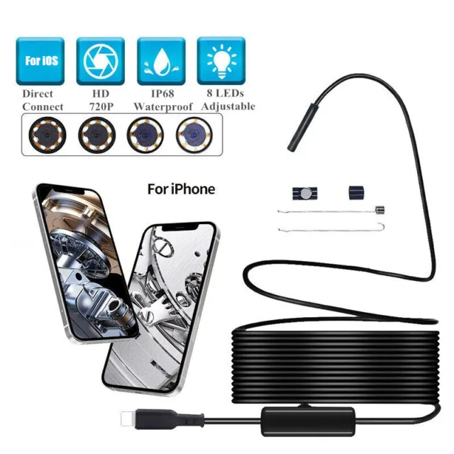 Direct Plug To iPhone iOS Borescope Endoscope Snake Inspection Camera Waterproof 2