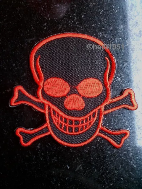 RED DANGER SKULL Rockabilly Emo Punk Rock Tattoo PATCH