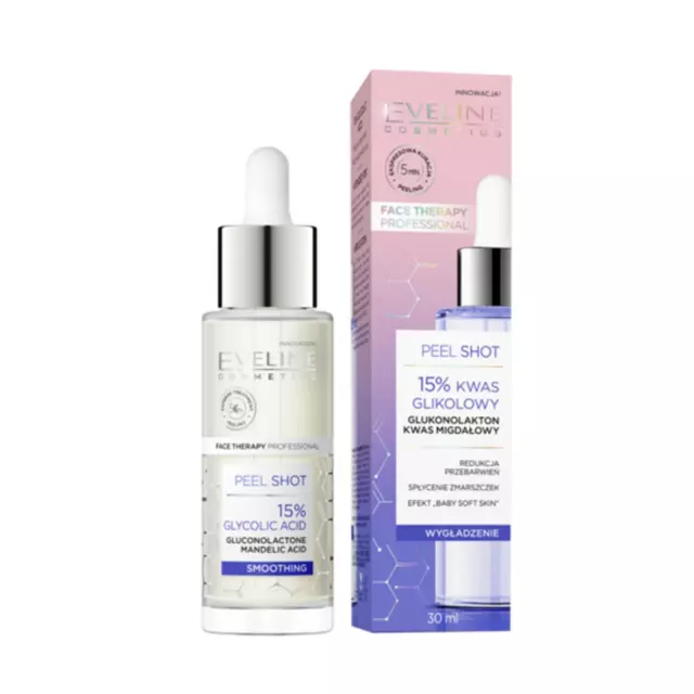 🌷Eveline Natural Peel Shot 15% Glycolic Acid Smoothing 30ml