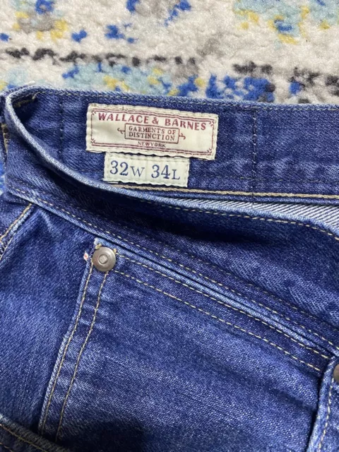 WALLACE & BARNES Button Fly Slim Fit Selvedge Jeans Men's 34 x 32 ...