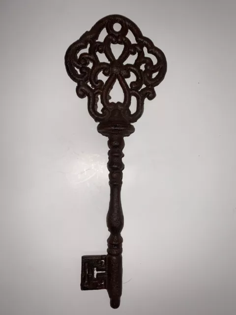 Skeleton Key Large Brass Cast Iron Metal Distressed Ornate Rustic Vintage 12”