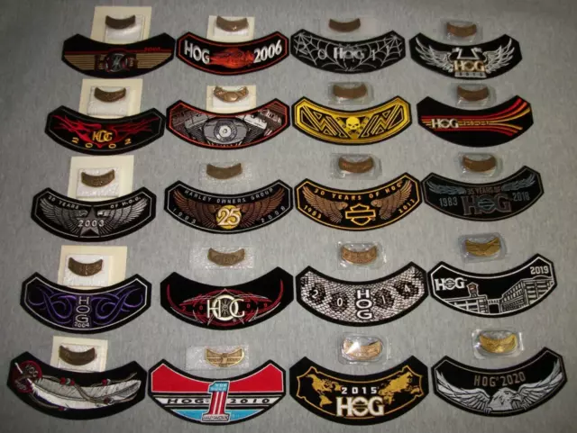 Lot of (20) H.O.G. Harley Owner's Group Patches & Pins Sets ~ 2001 thru 2020