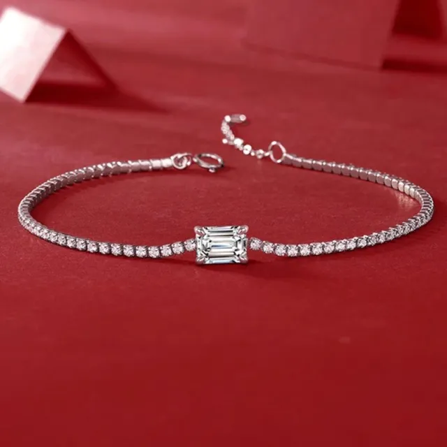 1ct Diamond Emerald Bracelet White Gold Lab-Created Engagement Jewellery