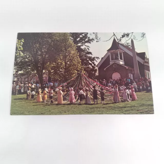 Old Dover Days -Children Around Maypole- Colonial Dover Delaware Postcard c1971