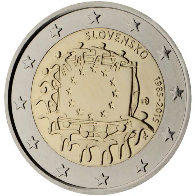 Eslovaquia 2015 2 € euros conmemorativos  XXX Aniversario bandera