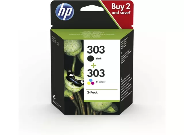 2 x Cartuchos HP 303 Pack Negro y Color ORIGINAL Impresoras Tinta Negra 3YM92AE