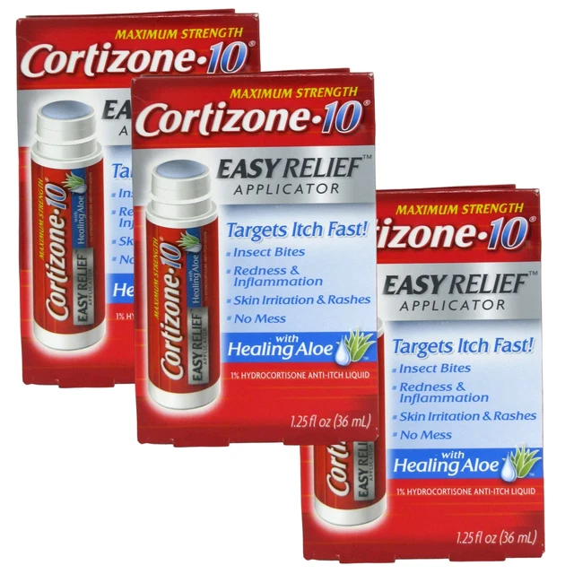 Aplicador de alivio fácil líquido antipicazón cortizona 10 hidrocortisona-1,25, oz...