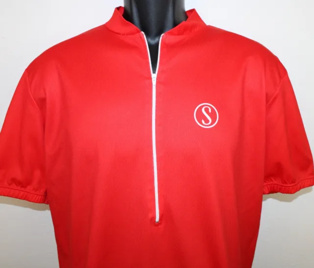 Schwinn bicycles vintage cycling jersey red half zip short-sleeve polyester