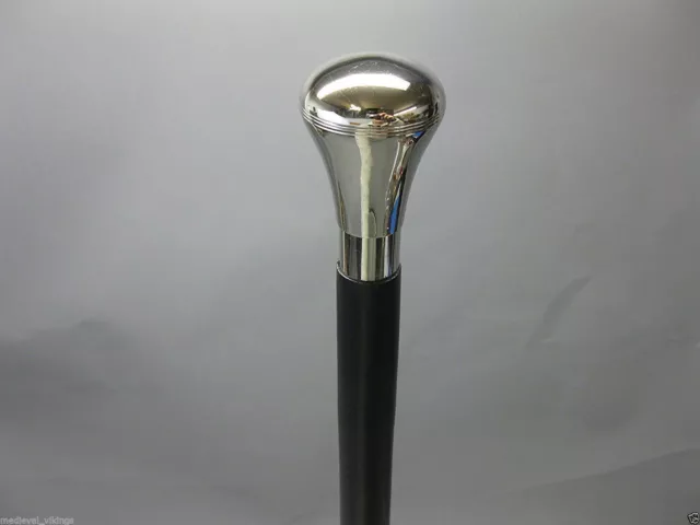 Designer Solid Silver Brass Handle Vintage Victorian Wooden Walking Cane Stick