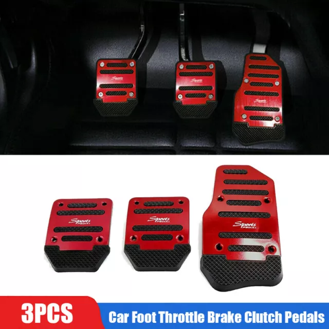 3× Red Car Foot Throttle Brake Clutch Pedals Pad Cover Car Interior Accessories