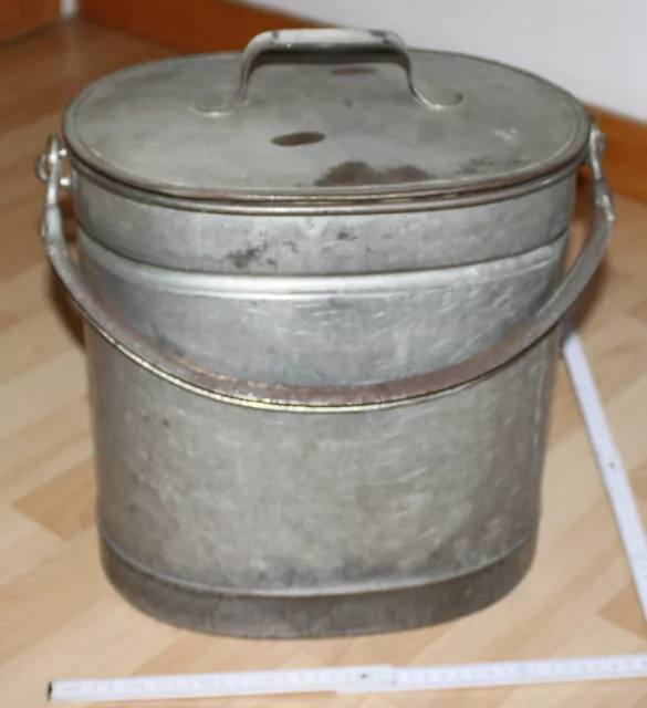 "spezial" zink eimer metall bügel MERKER 12 griff alt behälter oval vintage deko