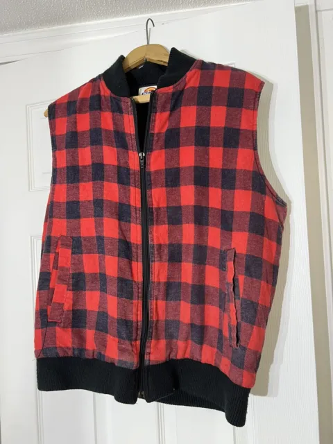 Vintage DICKIES Men’s Flannel Buffalo Plaid Check Quilted Lined Vest  Size M