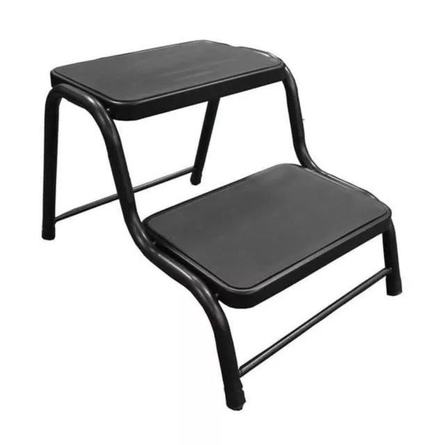 Caravan Double Step Non Slip Heavy Duty Stool Lightweight Motorhome Camper Black