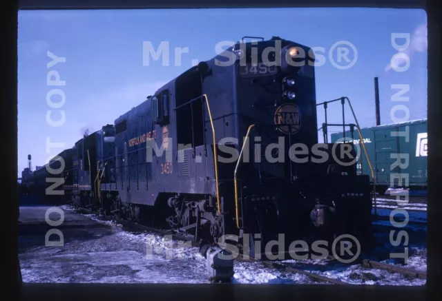 Original Slide N&W Norfolk & Western GP7 3450 & GP9 W/Passenger Train In 1970