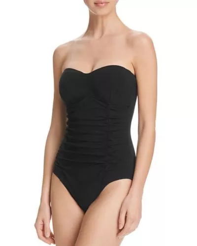 Profile Gottex Black Origami Bandeau One Piece Maillot Size 6 Swimsuit NWT $128 3