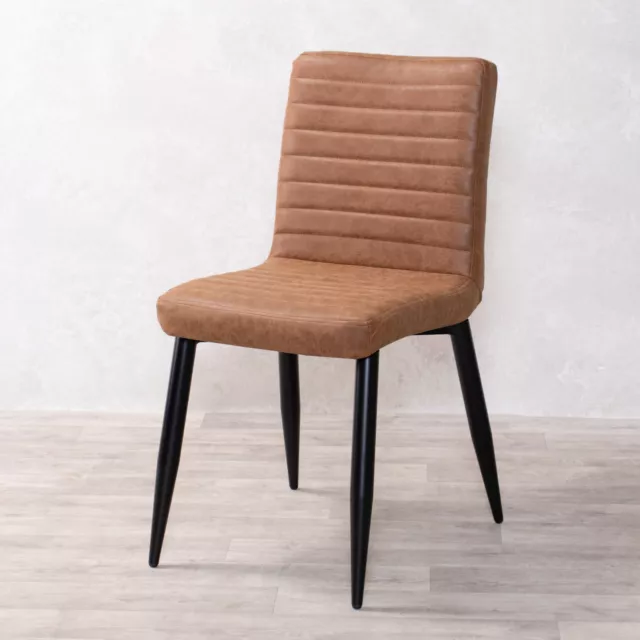 Dining Chair Faux Leather Tan Dining Chair Restaurant Chair Ribbed Chair