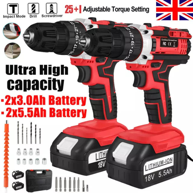 21V Cordless Drill Electric Screwdriver Impact Driver /2 Battery for Makita 18V