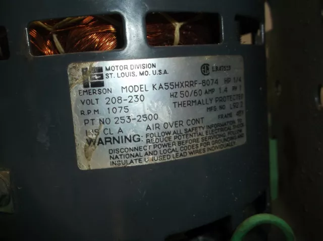 253-2500 KA55HXRRF-8074 Emerson Motor Division 208/230V 1/4 HP