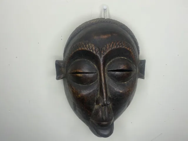 hand made African Tribal Art Carving Wood Mwana Pwo CHOKWE Mask 6" X 8" 3