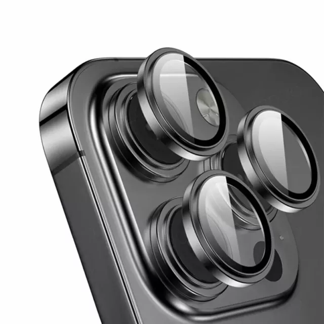 Metal Lens Ring For iPhone 15 Pro Max Camera Protector Full Cover Tempered Glass