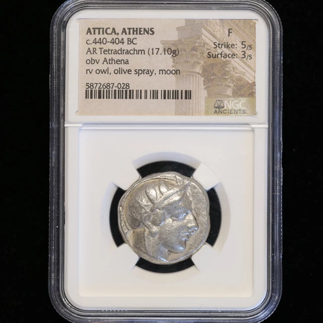 Beautiful Attica Athens Ancient Greek Owl 440 Bc Ngc F Strike 5/5 Athena Beautiful Attica Athens Ancient Greek Owl 440 Bc Ngc F Strike 5/5 Athena