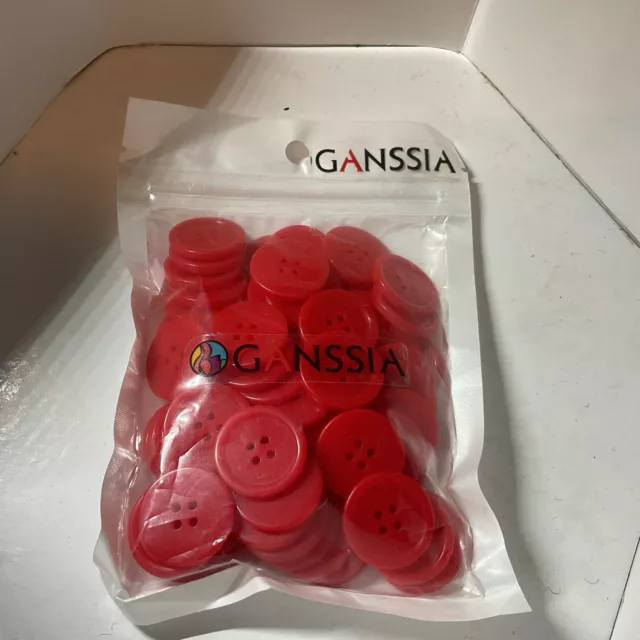 GANSSIA 7/8 Inch (22.5Mm) Red Button Resin Sewing Buttons for Garment and DIY