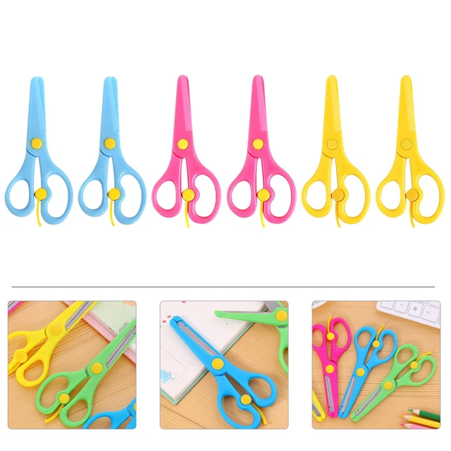 Tijeras de seguridad a granel juguetes para niños juguetes para niños pequeños agarre suave tijeras para niños de plástico