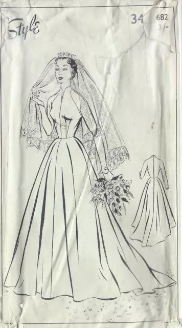 1950s Vintage Sewing Pattern B34 WEDDING DRESS (1022)