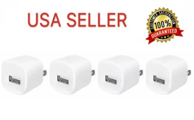 4x White 1A USB Power Adapter AC Home Wall Charger US Plug FOR iPhone 5 6 7 8 X