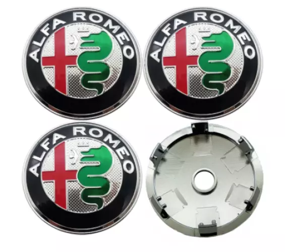 ☆ 4 LOGO EMBLÈME ALFA ROMEO  60  mm caches moyeu jante, centre de roue/ NEUF ☆