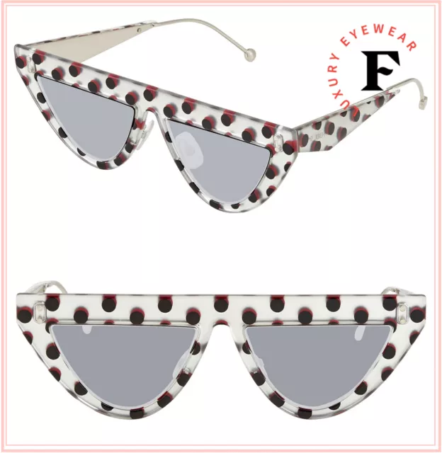 FENDI 0371 DEFENDER FF0371S Matte Silver Red Black Polka Dot Sunglasses Women